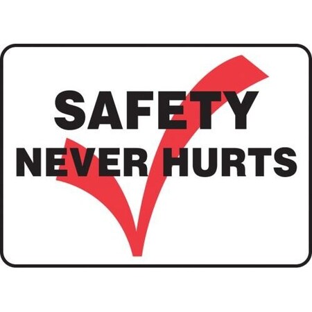 SAFETY SIGN SAFETY NEVER HURTS 10 In  X MGNF528XT